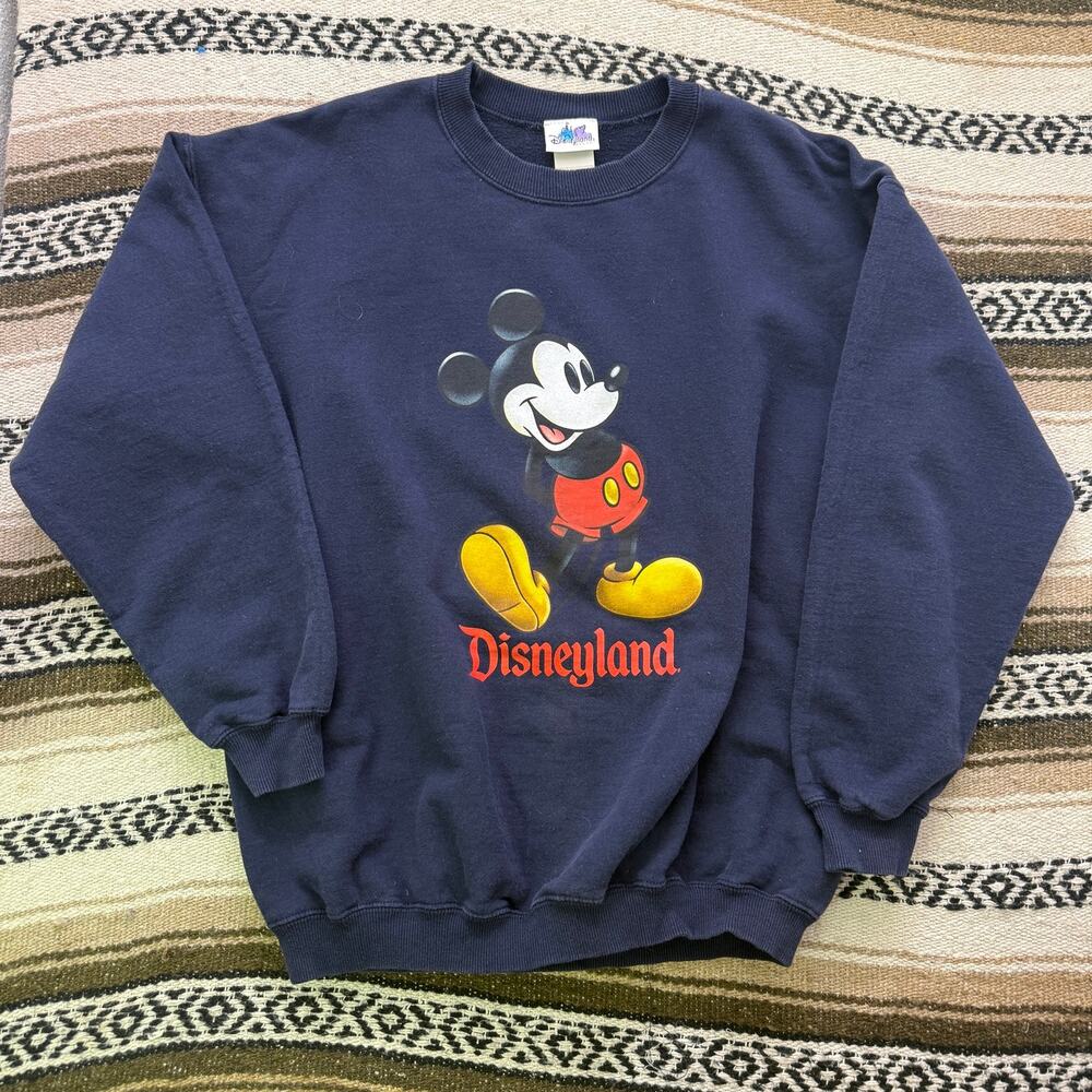Vintage 2000's Disneyland Mickey Mouse Navy Blue Crewneck Sweatshirt Sz Large